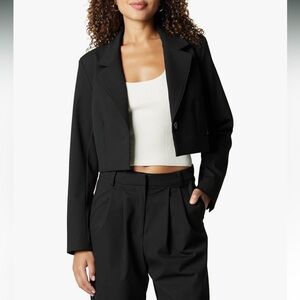 Women's Black Cropped Reims BLAZER by The Drop. Size L. New!